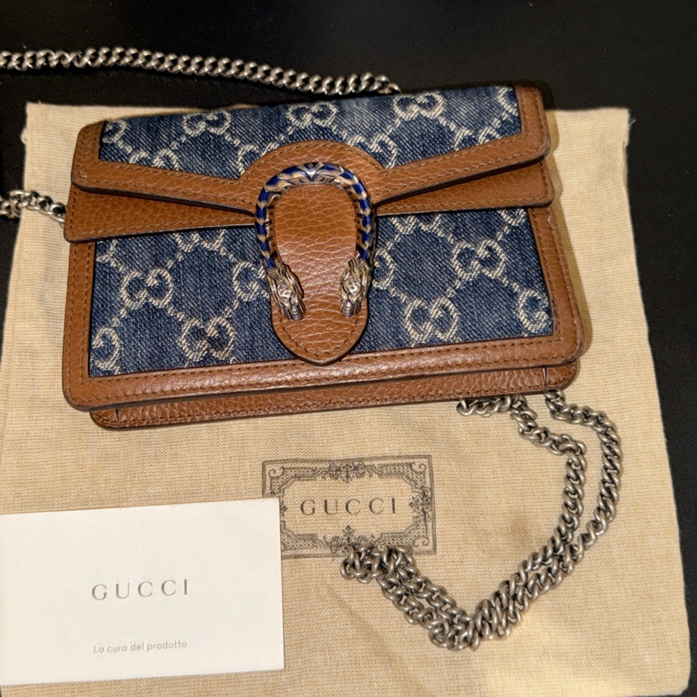 Gucci Denim and Brown Dionysus Mini Bag